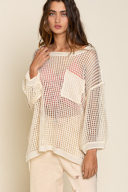 Oversized Fit See through Pullover Sweater