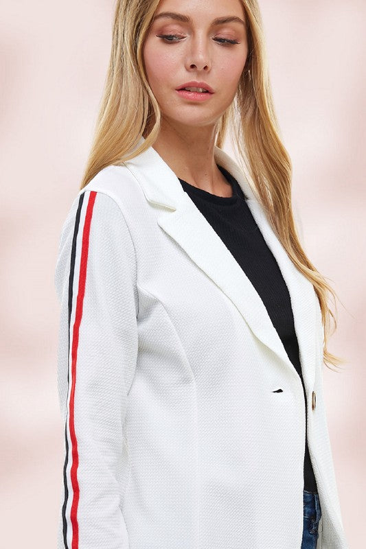 Bullet With Button and Stripe Tape Blazer Jacket