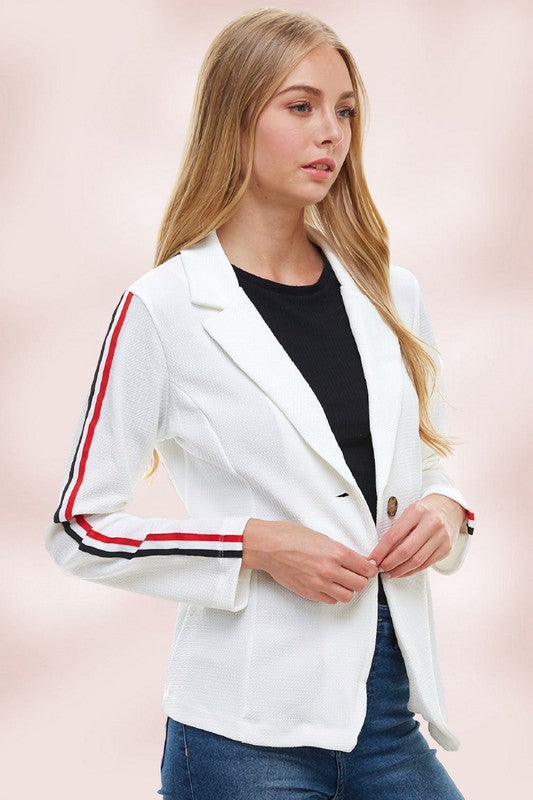 Bullet With Button and Stripe Tape Blazer Jacket